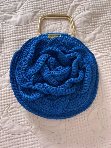 Bolsa crochê azul 