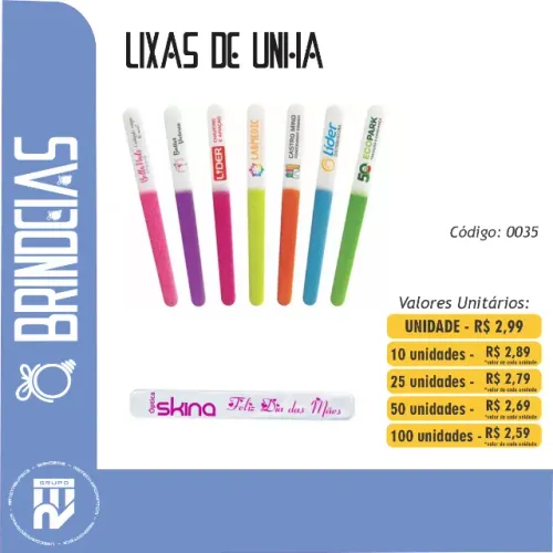 Lixas de unhas personalizadas - Brindes Personalizados Brindeias