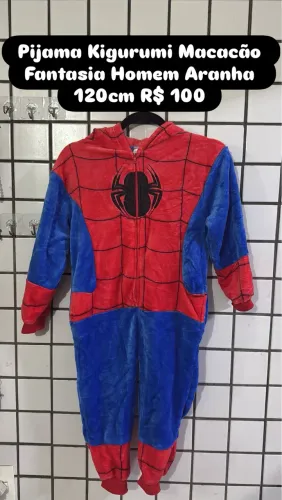 Pijama Kigurumi Macacão Fantasia Homem Aranha 120cm R$ 100