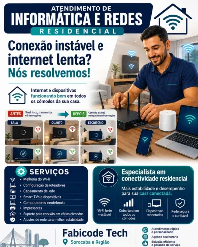 Configuração de Wi?Fi e Redes Residenciais em Sorocaba