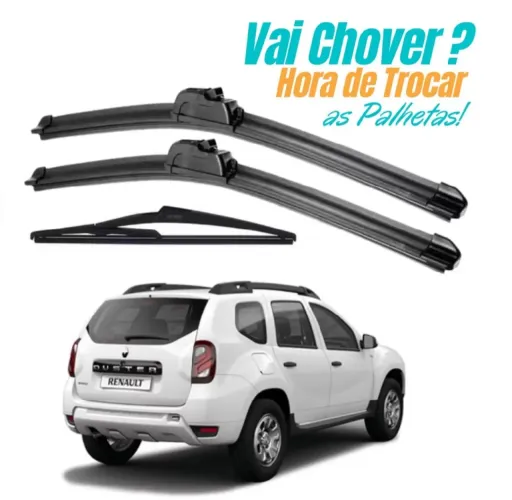 Kit de Palheta limpador parabrisa dianteiro + traseiro Renault Duster 2012 a 2020