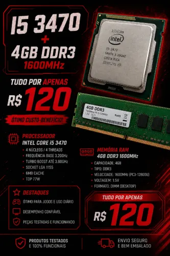 I5 3470+4gb ram ddr3 1600mhz