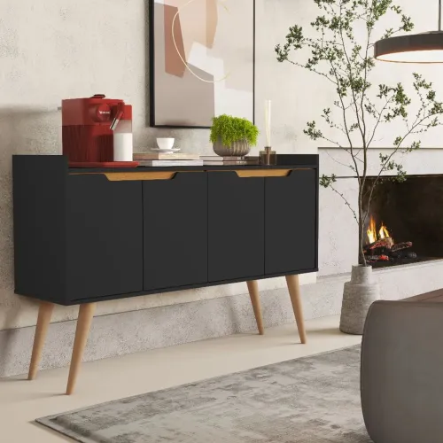 ?Buffet 4 Portas 108cm Moderno Com Pés Palito<br>?