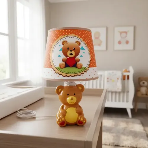 Abajur Infantil Ursinho Porcelana Bivolt Quarto Bebê