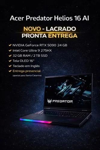 Notebook Gamer Acer Predator Helios Ai PH16-73-97S5 Intel Core Ultra 9 275HX Tela Oled 16'