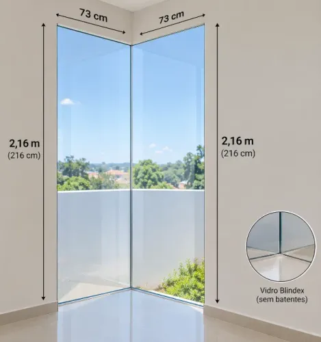 2 janelas blindex de canto 