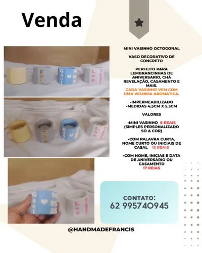 Mini vasinho octogonal. Lembrancinhas de aniversário, casamento, cha revelação..