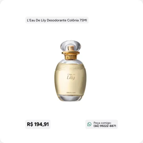 L'Eau De Lily Desodorante Colônia 75Ml