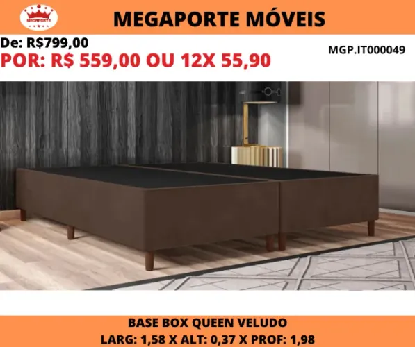 Base Box Queen Size Veludo