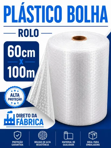 Plástico Bolha 60cm x 100m Transparente