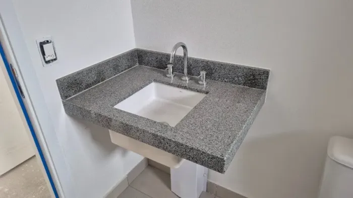 Pia Banheiro 80x55cm Granito Cinza Nova
