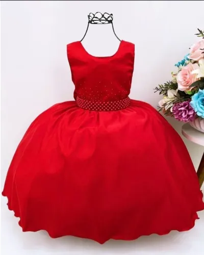 Vestido Infantil de Festa Princesa - Vermelho Luxo