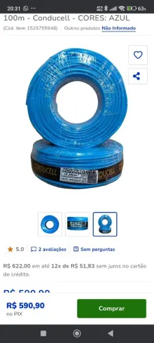 Cabo 10mm Conducell rolo de 100m