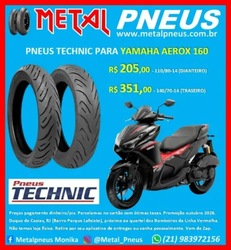 Pneu Moto Technic Yamaha Aerox 160 - Novos com Garantia