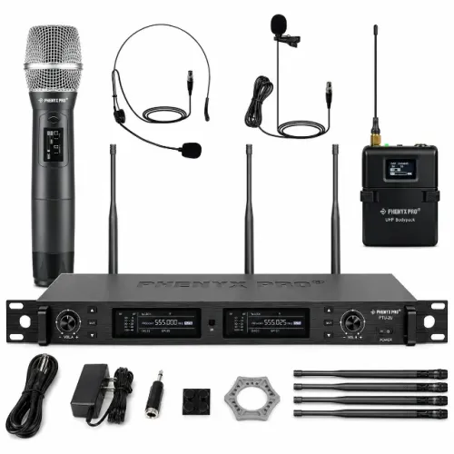 MICROFONE SEM FIO DUPLO PTU-2U PHENYX PRO