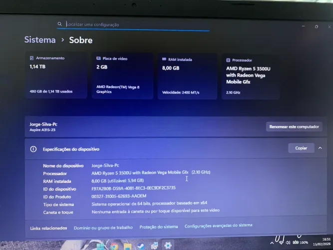 Notebook Acer Aspire 3