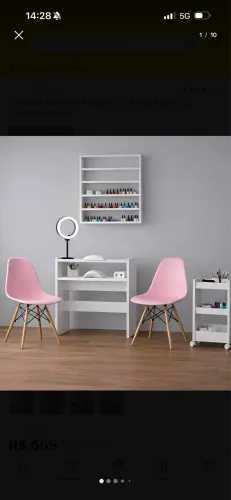 Mesa manicure+carrinho auxiliador+cadeiras+expositor