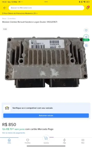 Módulo Câmbio Renault Sandero Logan Duster 310320167r