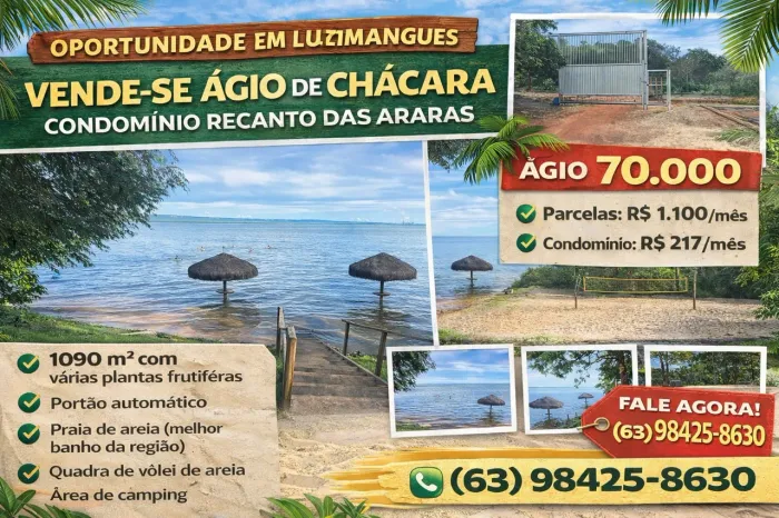 Agio chacara condomínio recanto das araras luzimangues