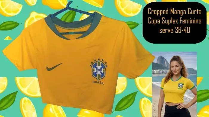Cropped Manga Curta Copa Suplex Feminino serve 36-40