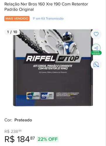 Relação Nxr Bros 160 Xre 190 Com Retentor Padrão Original