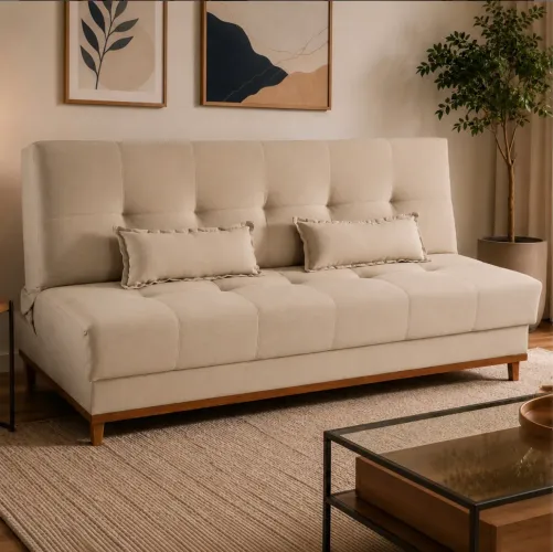 Sofá-Cama Catânia 1,88m em Veludo Bege