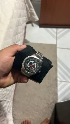 Relógio Masculino Esportivo Aço Inox Prata - Mostrador Preto - Seminovo