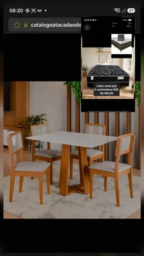 MESA 4C DOBUE MONTANA 120X90 C/VIDRO CINAMOMO/BRANCO OFF/NEVOA BOUCLE