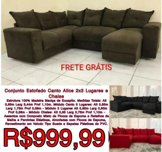 Sofá de canto várias cores frete grátis