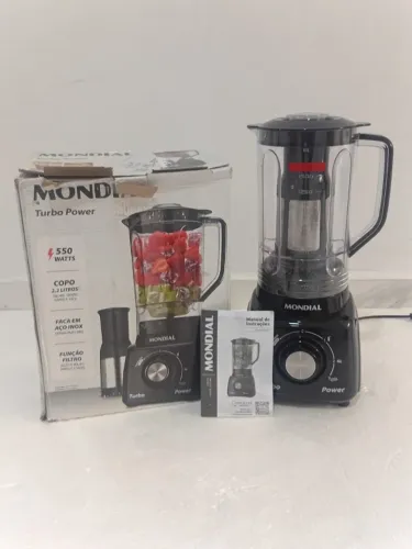Liquidificador Mondial - Turbo Power - Preto - Com Filtro - 3 Velocidades - 550W - 220V