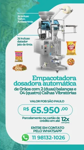 Empacotadora Dosadora Automática de Graos com 2 Balanças calha vibratória