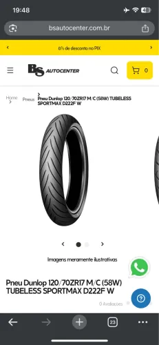 Pneu dianteiro 120/70 r17 58 w dunlop