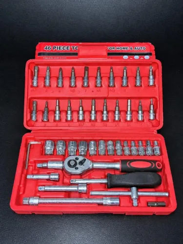 KIT DE FERRAMENTAS 46 PEÇAS COM MALETA - CATRACA E SOQUETES