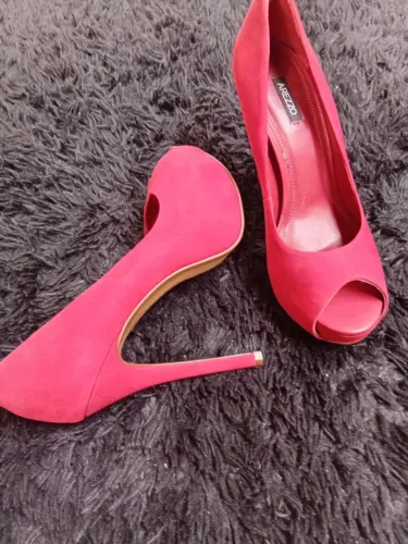 Peep toe n37 arezzo vermelho novo