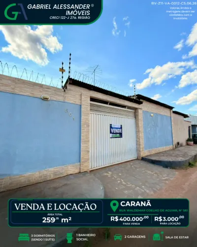 Rua Waldemar Coelho de Aguiar, n° 561 - Caranã.