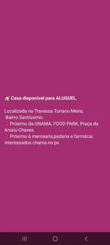 Casa disponível para ALUGUEL