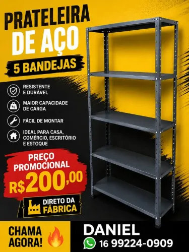 Prateleira de aço super resistente, direto da fábrica, produto novo na embalagem....