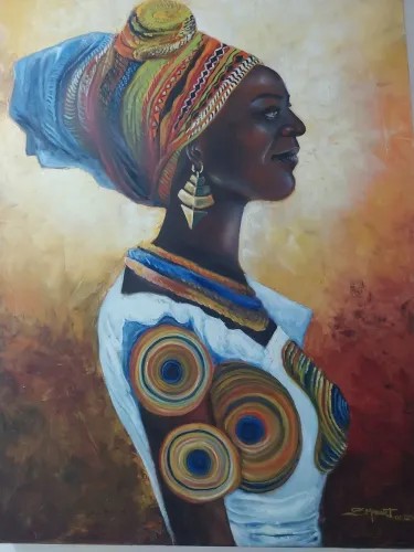 Pintura a Óleo Sobre Tela - Africana