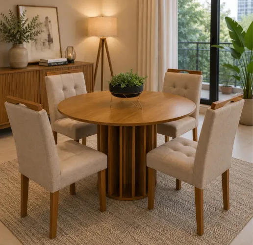 Mesa jantar flora 4 lugares montagem grátis