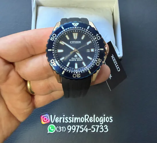 Relógio Citizen Ecodrive Promaster Diver Bn0196-01l Azul com Rose Gold com Azul Novo