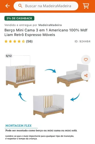 Berço mini cama 3 em 1 americano