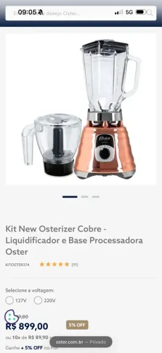 Liquidificador oster cobre