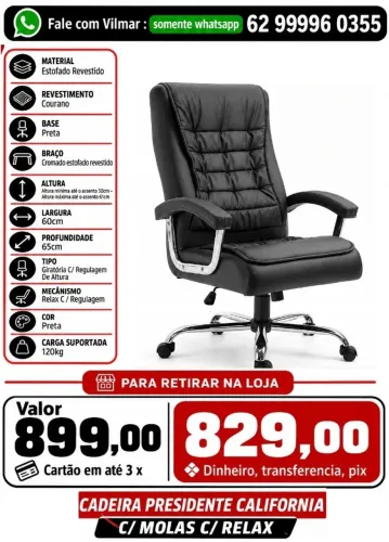 Cadeira presidente estofada com molas ( Novo ) Promoção - super confortavel