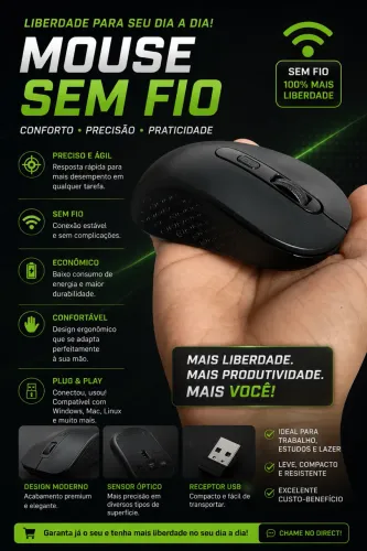 ? MOUSE SEM FIO USB COM PILHA ?