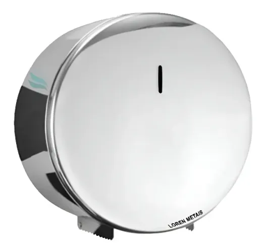 Suporte Dispenser Inox De Papel Higiênico 400mts Com Trava Cor Prateado