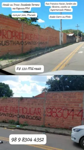 OPORTUNIDADE: VENDO/TROCO 2 Excelentes Terrenos na Raposa/MA