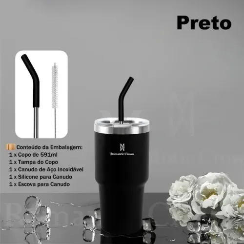 copo termico romatic charme  com o nome personalizado gratis 591ml   20 oz