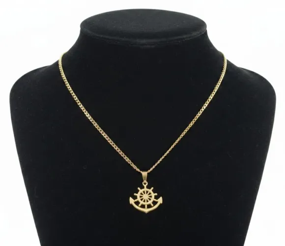 CORDÃO DOURADO TIMÃO E ÂNCORA