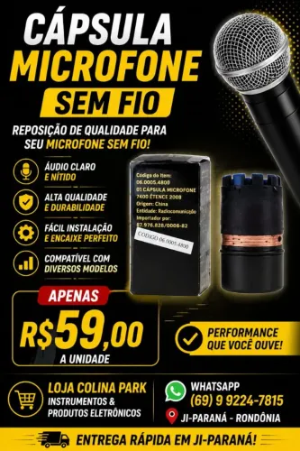 Cápsula Microfone sem fio 