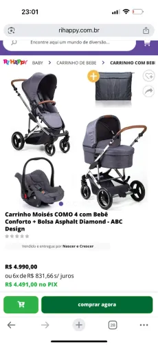 Vende-se Carrinho de Bebê COMO 4 - ABC Design em EXCELENTE ESTADO!!